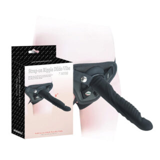 Страпон 8 inch Strap-on Ripple Dildo Vibe Black Howells