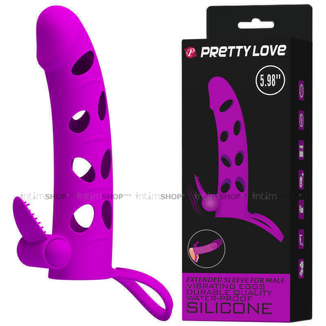 Вибронасадка на пенис фиолетовая Preetty Love 6