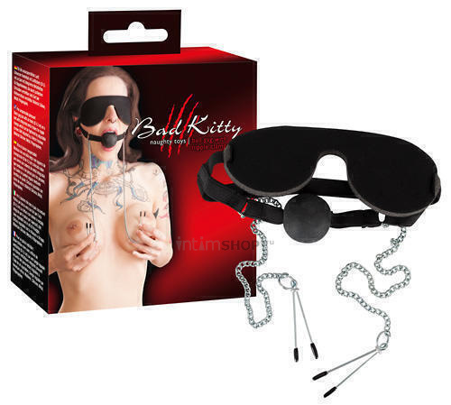 Маска с кляпом ORION Mask with Ball Gag & Nipple Clamps