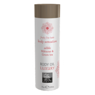 Съедобное масло для тела Shiatsu Luxury body oil Гибискус и зеленый чай, 75 мл