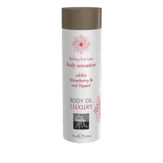 Съедобное масло для тела Shiatsu Luxury body oil Клубника и Красный перец, 75 мл