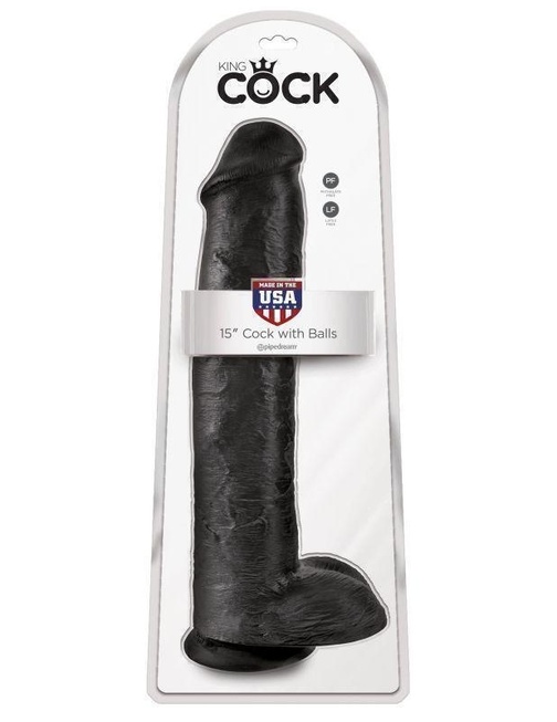 Фаллоимитатор-гигант черный King Cock 15 Cock with Balls Pipedream