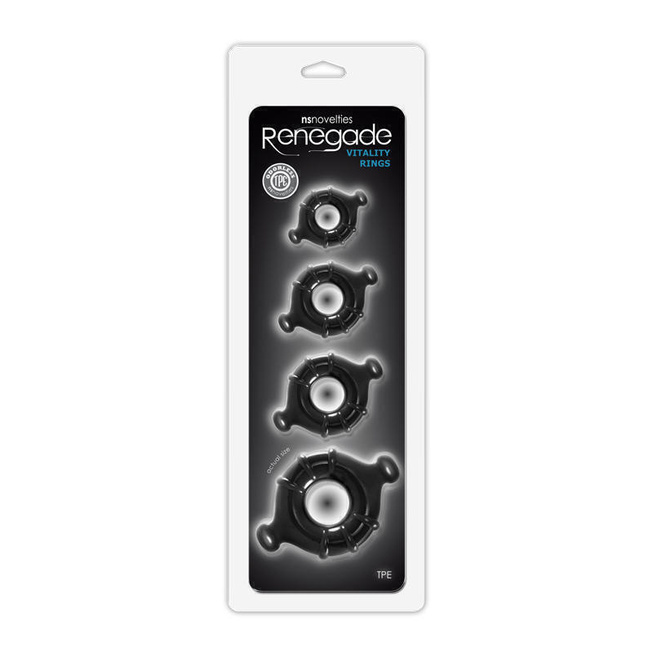 Набор эрекционных колец 4 шт черные Renegade - Vitality Rings - Black, черный