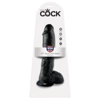 Фаллоимитатор-гигант на присоске с мошонкой черный King Cock 10 Cock with Balls Black Pipedream