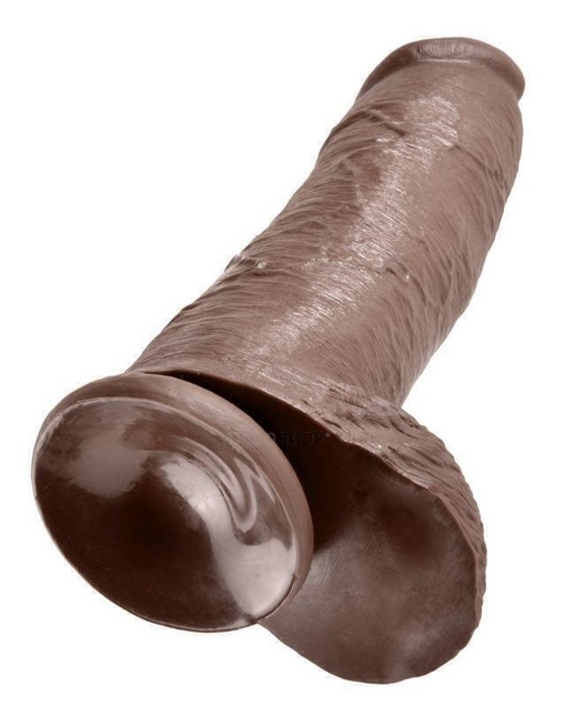 Фаллоимитатор-гигант на присоске с мошонкой Pipedream King Cock 12", коричневый от IntimShop