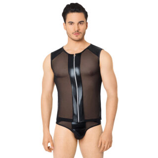 Костюм-сетка на замочке мужской SoftLine Collection (майка, трусы), чёрный, M/L