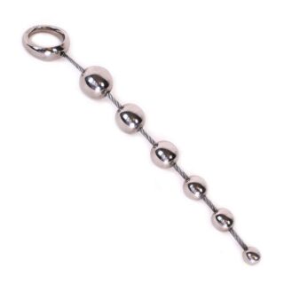 Металлические подвижные анальные шарики с кольцом Anal Movable 6-Balls With Ring, серебристый