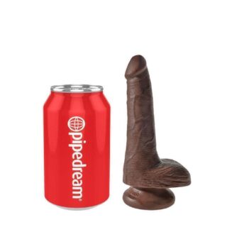 Фаллоимитатор на присоске с мошонкой Pipedream King Cock 6", коричневый