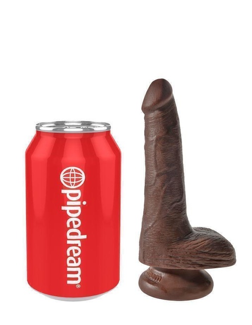 Фаллоимитатор на присоске с мошонкой Pipedream King Cock 6", коричневый