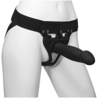 Универсальный полый страпон с удобным креплением унисекс Doc Johnson Body Extensions™ BE Bold Black
