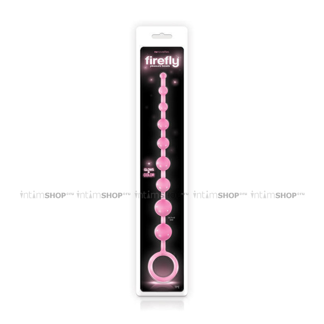 Анальная цепочка NSnovelties Firefly Pleasure Beads, светящаяся в темноте, розовый от IntimShop