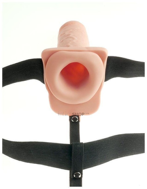 Вибрострапон Fetish Fantasy 11 Hollow Rechargeable Strap-On with Balls Pipedream от IntimShop