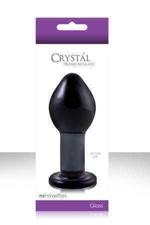 Анальная пробка NS Novelties Crystal Plug большая из стекла, черная