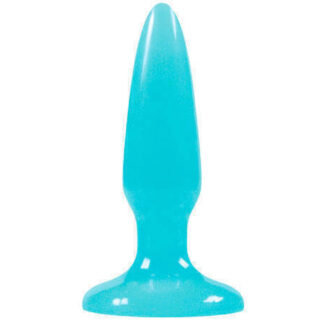 Анальная пробка NS Novelties Firefly Pleasure Plug светящаяся в темноте, голубая