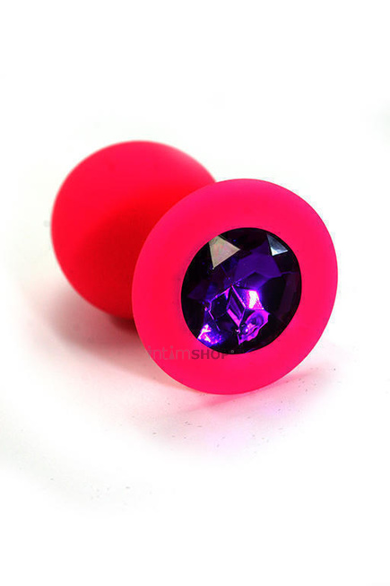 Анальная пробка из силикона с фиолетовым кристаллом Kanikule, розовая от IntimShop