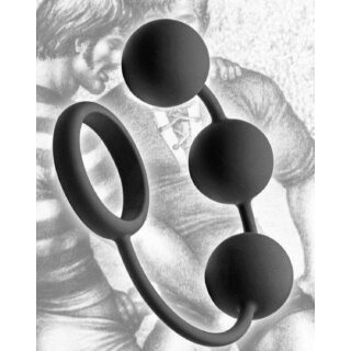 Анальные Шарики Tom of Finland Silicone Cock Ring with 3 Weighted Balls черный