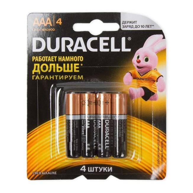 Батарейки Duracell ААА/LR03 4 шт