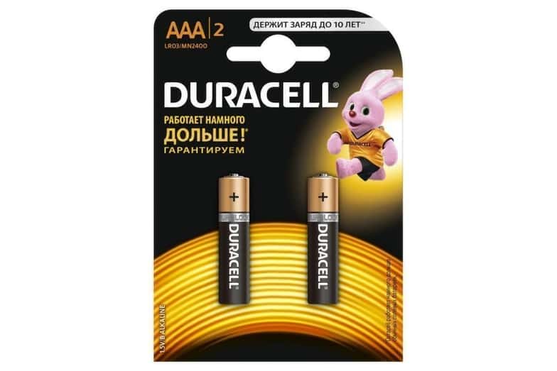 Батарейки мизинчиковые Duracell ААА/LR03 в блистере 2 шт.