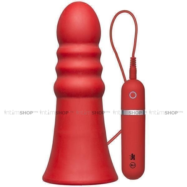 

Анальная Пробка с Вибрацией Doc Johnson KINK Vibrating Silicone Butt Plug - Ridged 8 Red, с выносным пультом