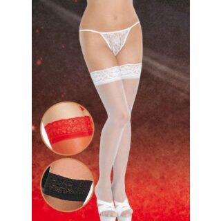 Чулки Soft Line на кружевной резинке белые, XXL