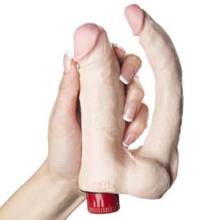 Двойной фаллоимитатор с вибрацией Doc Johnson The Naturals, телесный