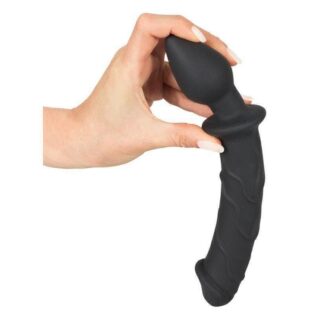 Двухголовый фаллоимитатор-анальный плаг Black Velvets Dildo & Plug