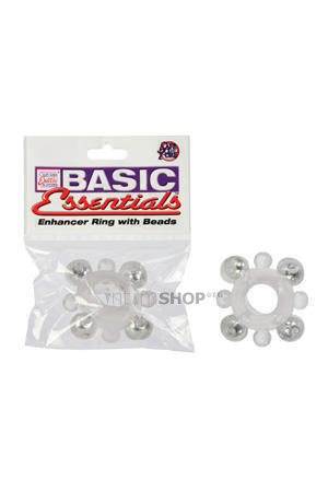 

Эрекционное кольцо Basic Essentials Enhancer Ring with Beads, прозрачное - California Exotic Novelties