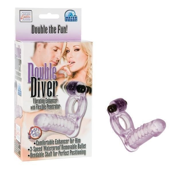Эрекционное виброкольцо со стимулятором Double Diver - California Exotic Novelties