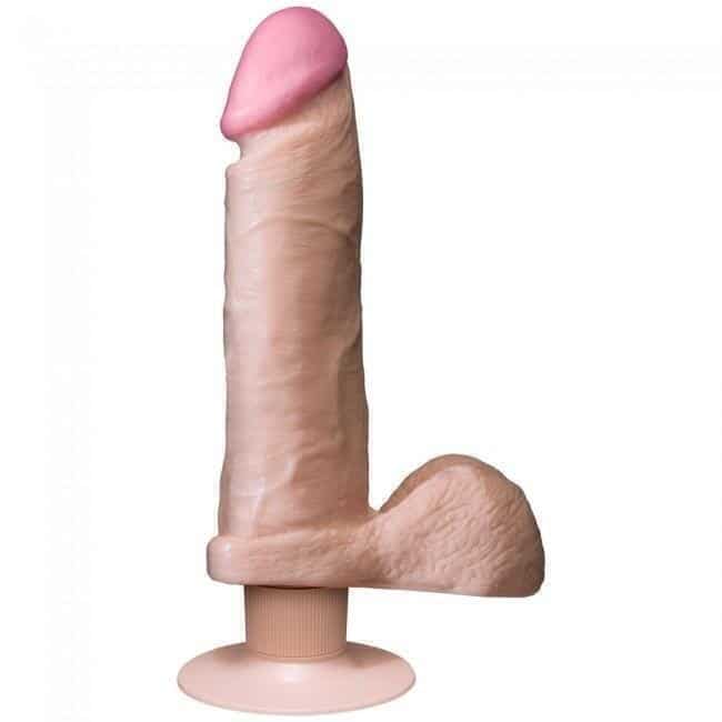 Фаллоимитатор на присоске с вибрацией Doc Johnson The Realistic® Cock Vibrating 8”, телесный