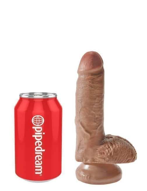 Фаллоимитатор реалистик PipeDream King Cock Cock with Balls с мошонкой на присоске, светло коричневый