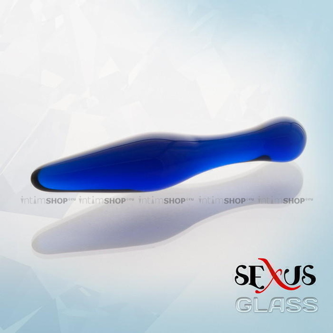 Двухсторонний фаллоимитатор Sexus Glass, синий от IntimShop