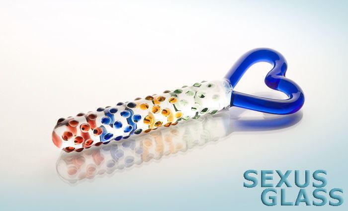 Фаллоимитатор Sexus Glass разноцветный - 25 см.