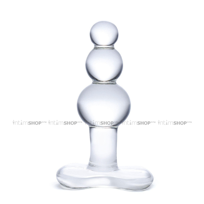 Анальная елочка с 3-мя шариками Butt Plug with Tapered Base Glas, бесцветный, до 12 см