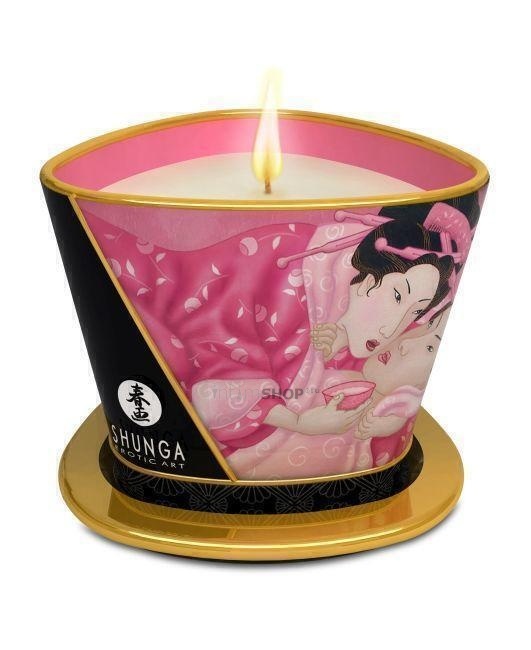 Свеча с массажным маслом Shunga Лепестки роз, 170 мл