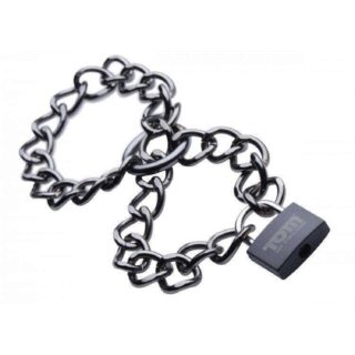 Металлические цепи-оковы с замком Tom of Finland Locking Chain Cuffs, серебристый