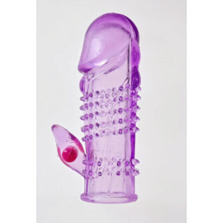 Насадка на фаллос Sextoy с вибрацией и стимулятором клитора, фиолетовая