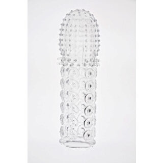 Насадка Sextoy закрытая с рельефной головкой, шипами и ребрышками, прозрачная