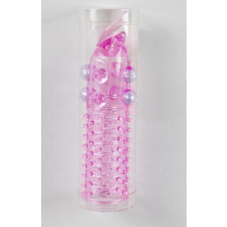 Насадка Sextoy закрытая с шипами и бусинами, розовая