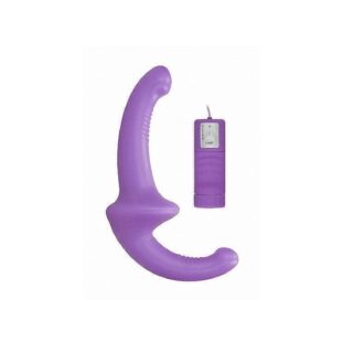 Безремневой страпон с вибрацией и пультом управления Vibrating Silicone Strapless Strapon Shots, фиолетовый