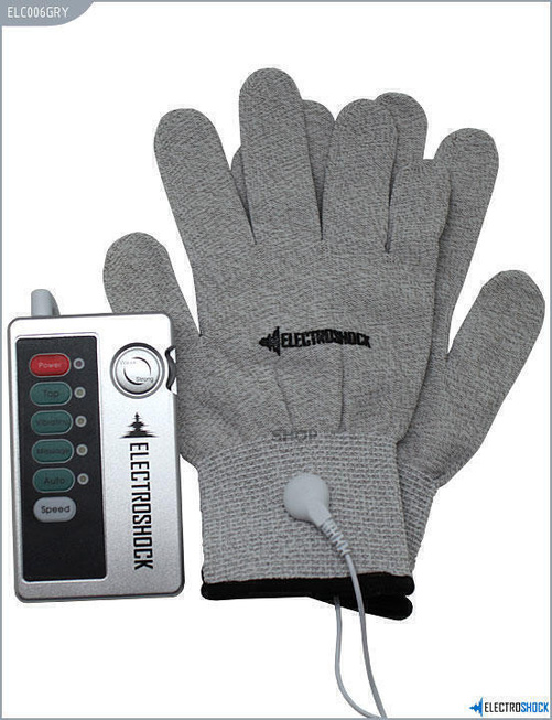 Перчатки с Электростимуляцией E-Stimulation Gloves Shots Media серый от IntimShop