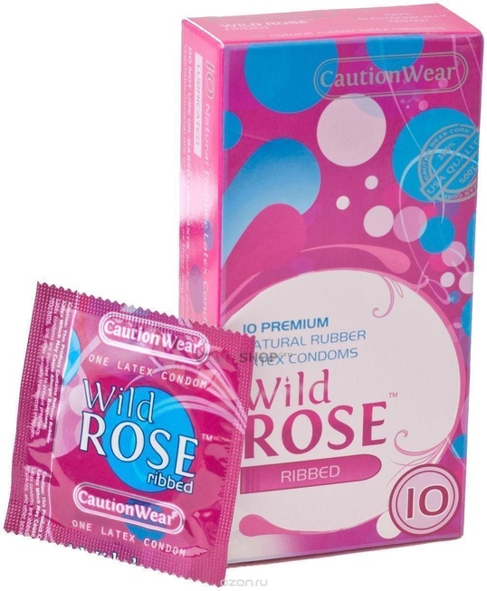 

Презервативы рифленые Caution Wear Wild Rose 10 шт