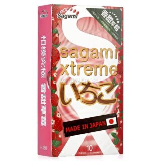Презервативы SAGAMI Xtreme Strawberry 10шт. латексные со вкусом клубники
