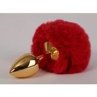 Пробка c хвостом задорный кролик Luxurious Tail, красная