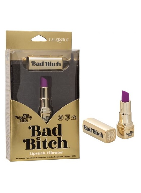 Мини-вибромассажер Naughty Bits Bad Bitch в виде губной помады, золотистый