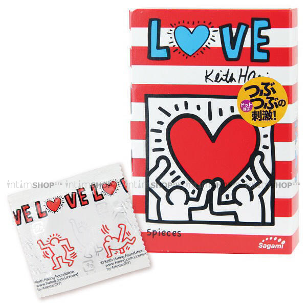 Презервативы Sagami LOVE Keith Haring 12's Pack Latex Condom - 1 уп (12 шт) от IntimShop