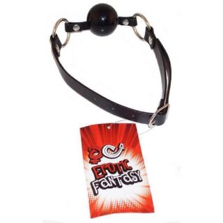 Силиконовый Черный Кляп-Шарик Erotic Fantasy на Ремне Black Ballgag