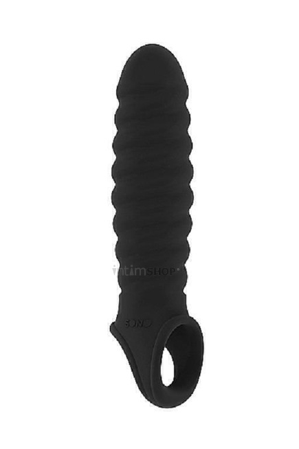 Увеличивающая насадка закрытого типа с кольцом для фиксации на мошонке No.32 Stretchy Penis Extensio Shots