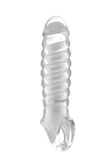 Увеличивающая насадка закрытого типа с кольцом для фиксации на мошонке No.32 Stretchy Penis Extensio Shots