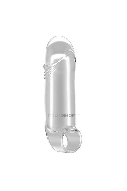 Увеличивающая насадка закрытого типа с кольцом для фиксации на мошонке No.35 - Stretchy Thick Penis Shots