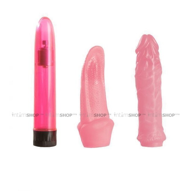 

Вибратор с 2 насадками Starter Sultry Sensations Kit™ - Pink